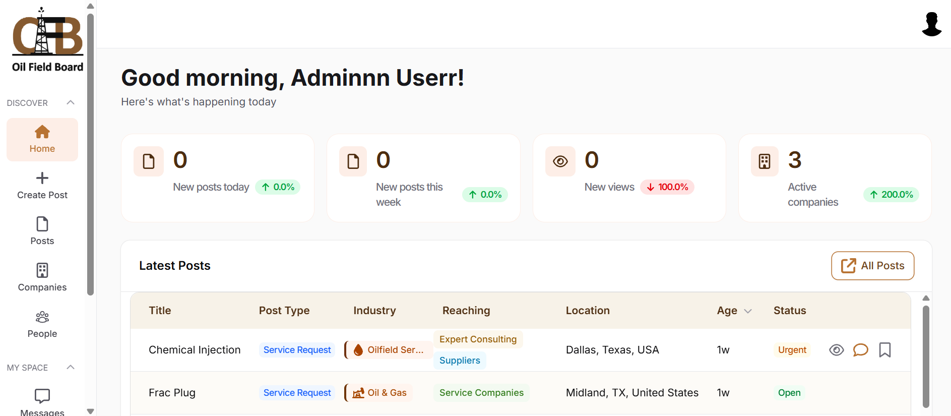 OFB platform dashboard